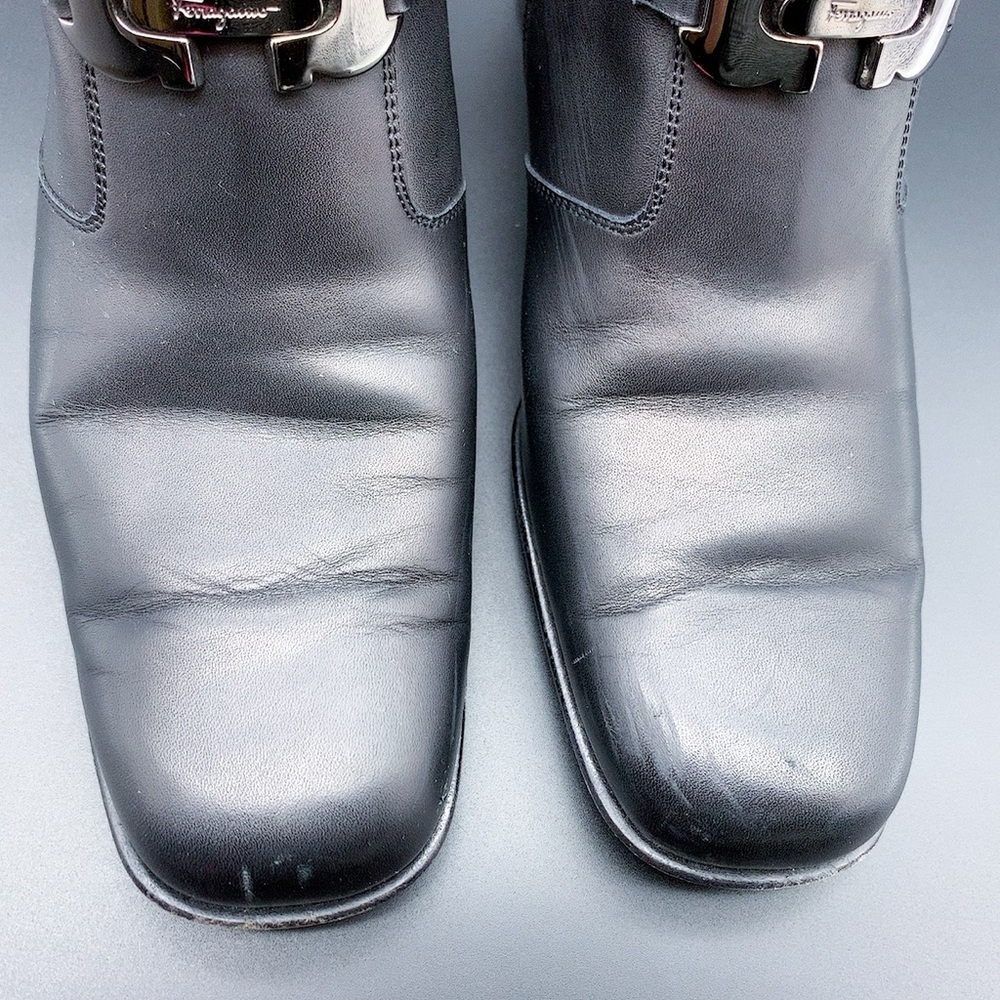 Salvatore Ferragamo Black Zippered Ankle Boots - Picture 7 of 16